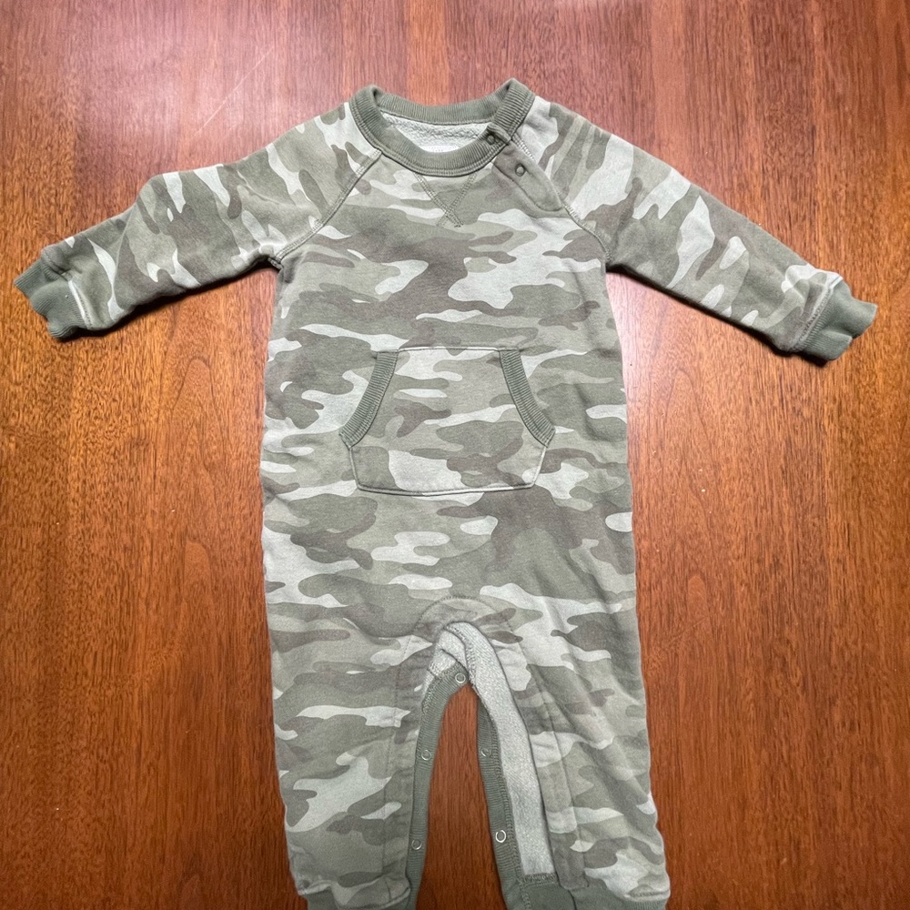 Baby Gap camo sweatshirt jumpsuit.